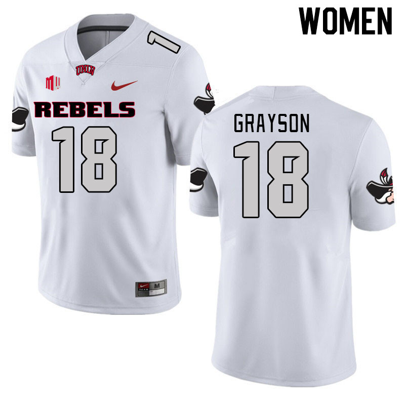 Women #18 Shaun Grayson UNLV Rebels 2023 College Football Jerseys Stitched-White